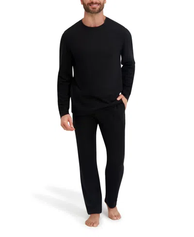 Hanes Men's Waffle Crew Neck Sleep Set In Black