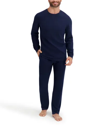 Hanes Men's Waffle Crew Neck Sleep Set In Blue
