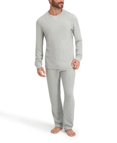 Hanes Men's Waffle Crew Neck Sleep Set In Gray