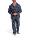 Hanes Men's Woven Button Down Pajama Sleep Set In Blue