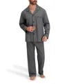 Hanes Men's Woven Button Down Pajama Sleep Set In Gray