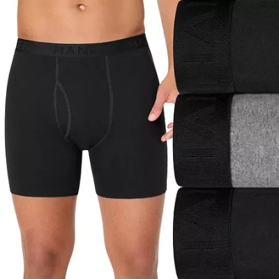 Hanes Mens 3 Pack Boxer Briefs Ubbbb3 In Black