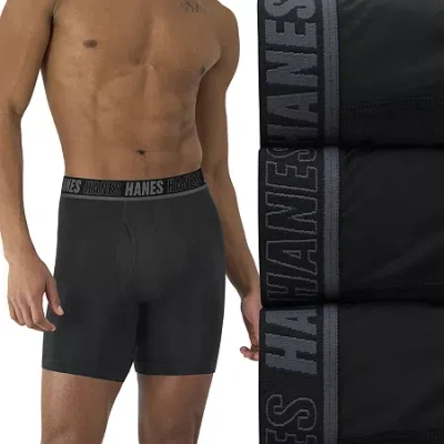 Hanes Mens 3 Pack Boxer Briefs Umsbh3 In Black