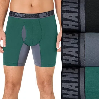 Hanes Mens 3 Pack Support Pouch Boxer Briefs Um5bb3 In Green