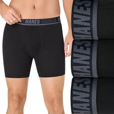 Hanes Mens 3 Pack Support Pouch Boxer Briefs Um6ba3 In Black