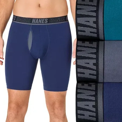 Hanes Mens 3 Pack Support Pouch Boxer Briefs Um6lb3 In Blue