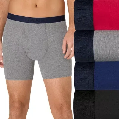 Hanes Mens 4 Pack Boxer Briefs Ubbbz4 In Gray