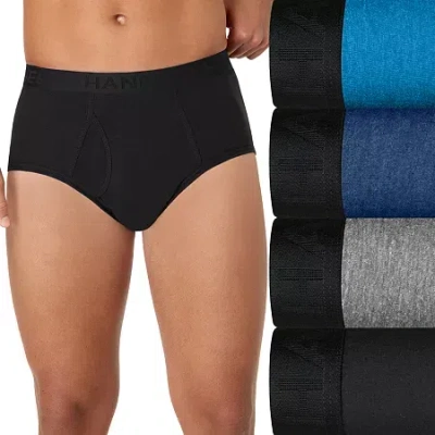 Hanes Mens 4 Pack Briefs Ubbfc4 In Black
