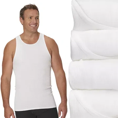 Hanes Mens 4 Pack Sleeveless U Neck Moisture Wicking T-shirt Big In White
