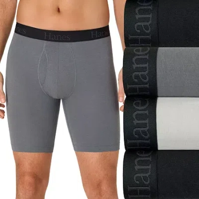 Hanes Mens 4 Pack Support Pouch Boxer Briefs Ufsll4 In Gray