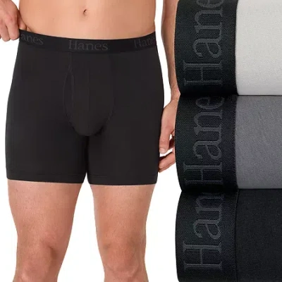 Hanes Mens Big 3 Pack Boxer Briefs Ufsxy3 In Black