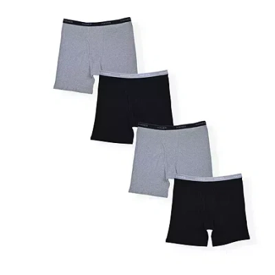 Hanes Mens Big And Tall 4 Pack Boxer Briefs 312hb-blkgry In Gray