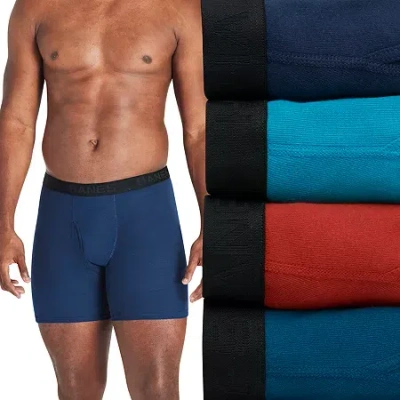 Hanes Mens Big And Tall 4 Pack Boxer Briefs 7702b4 In Blue