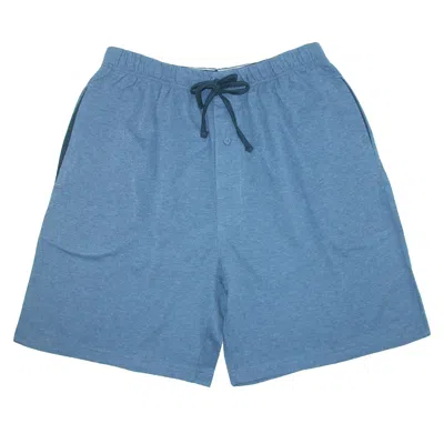 Hanes Mens Big & Tall Jersey Knit Cotton Button Fly Pajama Sleep Shorts In Blue