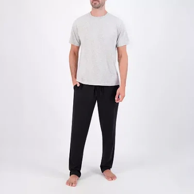 Hanes Mens Crew Neck Short Sleeve 2-pc. Pajama Set In Gray