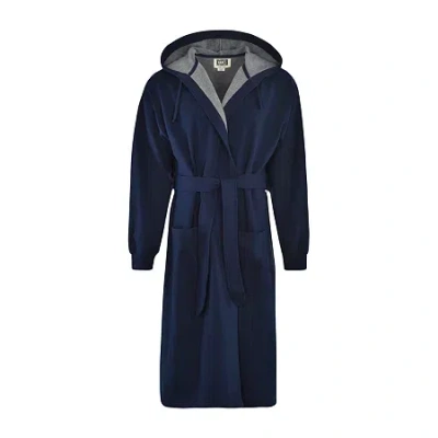 Hanes Mens Fleece 3/4 Sleeve Knee Length Robe In Blue
