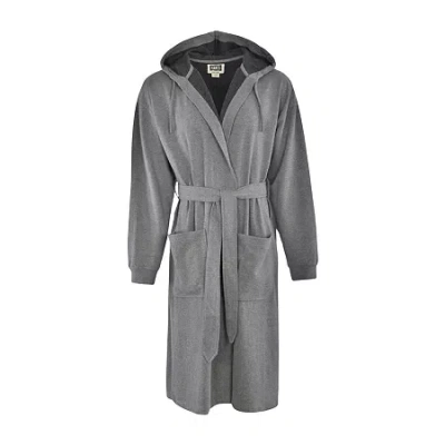 Hanes Mens Fleece 3/4 Sleeve Knee Length Robe In Gray