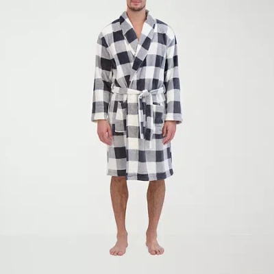 Hanes Mens Microfleece Long Sleeve Long Length Robe In Black