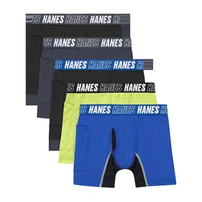 Hanes Moves Anti Chafe Little & Big Kid Boys 5 Pack Boxer Briefs Buacbc In Multi