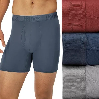 Hanes Originals Supersoft Mens 3 Pack Boxer Briefs Uo2ba3 In Gray