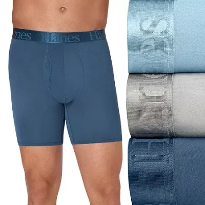 Hanes Originals Supersoft Total Support Pouch Mens 3 Pack Support Pouch Boxer Briefs Uosba3 In Blue