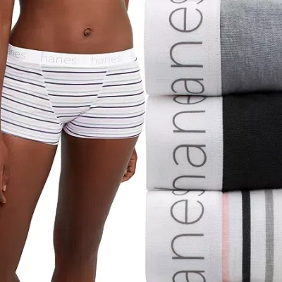 Hanes Originals Ultimate Cotton Stretch Women's Boyshort Underwear Pack In Gray