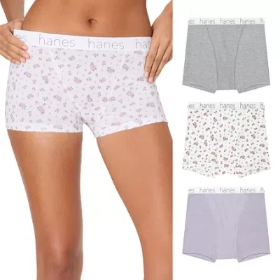 Hanes Originals Ultimate Cotton Stretch Women's Boyshort Underwear Pack In White