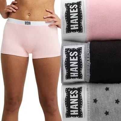 Hanes Originals Ultimate Womens Boxer Briefs 3 Pack In Black