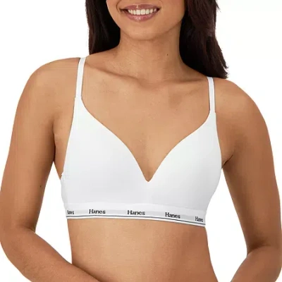 Hanes Originals Womens Medium Support Wireless Bralette Dho10t In White