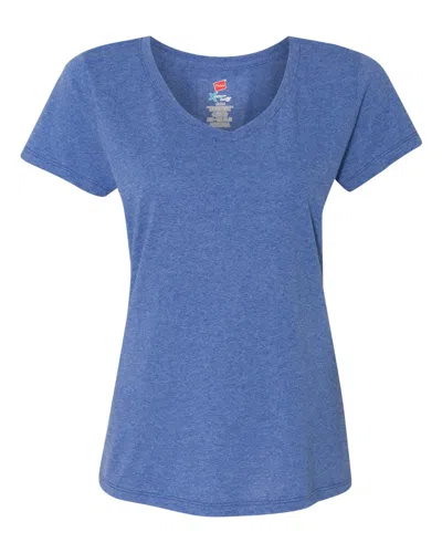 Hanes Perfect-t Women's Triblend V-neck T-shirt In Blue