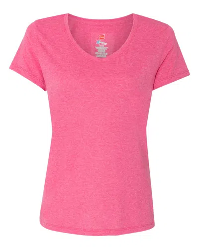 Hanes Perfect-t Women's Triblend V-neck T-shirt In Pink