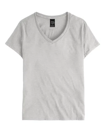 Hanes Perfect-t Women's V-neck T-shirt In Grey
