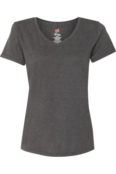 Hanes Perfect-t Womens Triblend V-neck T-shirt In Gray