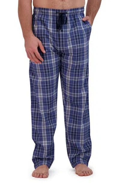 Hanes Plaid Woven Sleep Pants In Blue Plaid