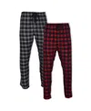 Hanes Platinum Hanes Men's Big And Tall Flannel Sleep Pant, 2 Pack In Red,black Buffalo Check And Black Plaid