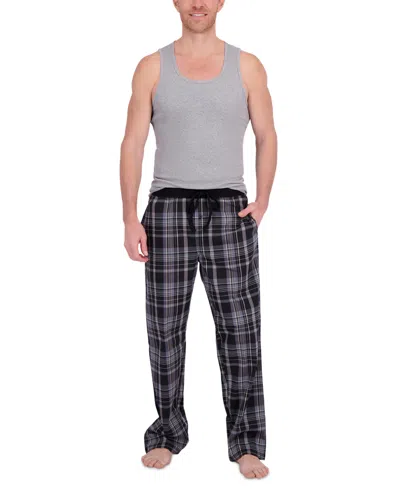 Hanes Platinum Men's Tank Tee & Stretch Woven Pant Sleep Set In Black