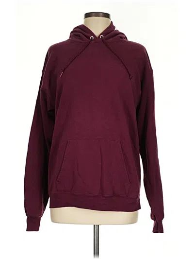 Pre-owned Hanes Pullover Hoodie In Burgundy
