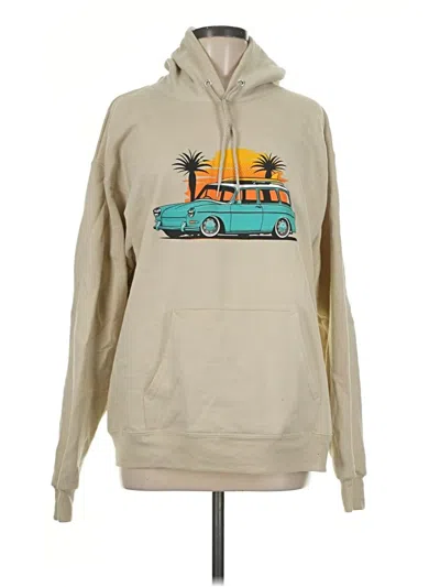 Pre-owned Hanes Pullover Hoodie In Tan