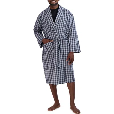 Hanes Shawl Collar Robe In Black Plaid