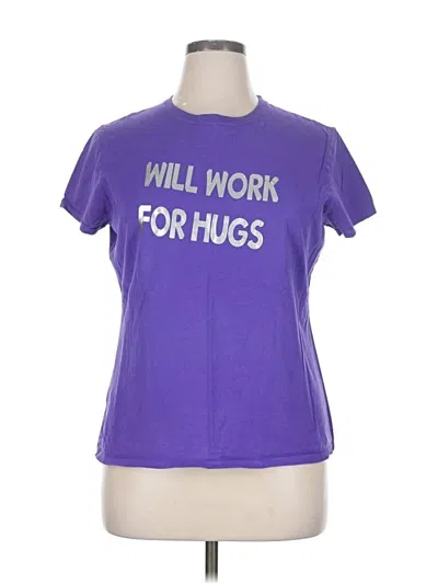 Pre-owned Hanes Short Sleeve T-shirt In Purple