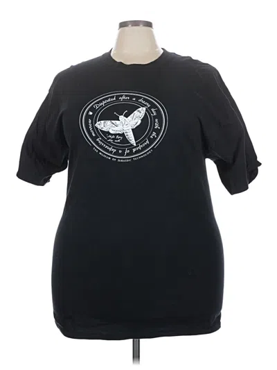 Pre-owned Hanes Short Sleeve Top Black Crew Neck Tops