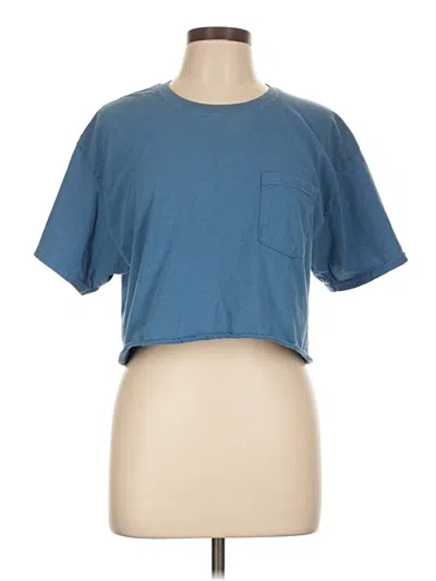Pre-owned Hanes Short Sleeve Top Blue Crew Neck Tops