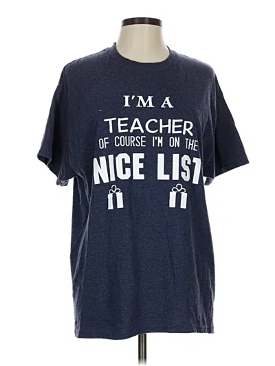 Pre-owned Hanes Short Sleeve T-shirt In Blue