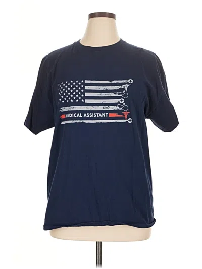 Pre-owned Hanes Short Sleeve T-shirt In Blue