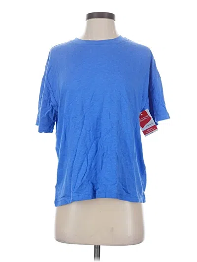 Pre-owned Hanes Short Sleeve T-shirt In Blue