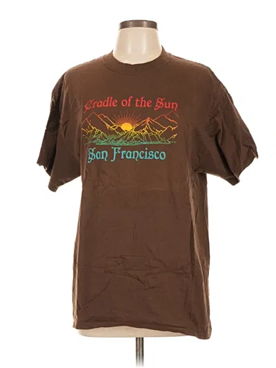 Pre-owned Hanes Short Sleeve T-shirt In Brown