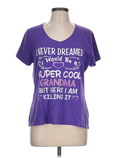 Pre-owned Hanes Short Sleeve T-shirt In Purple