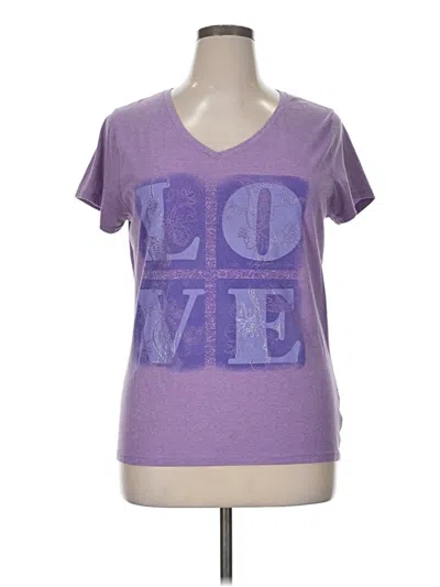 Pre-owned Hanes Short Sleeve T-shirt In Purple