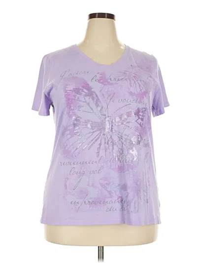 Pre-owned Hanes Short Sleeve T-shirt In Purple