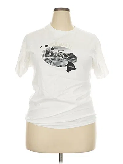 Pre-owned Hanes Short Sleeve T-shirt In White